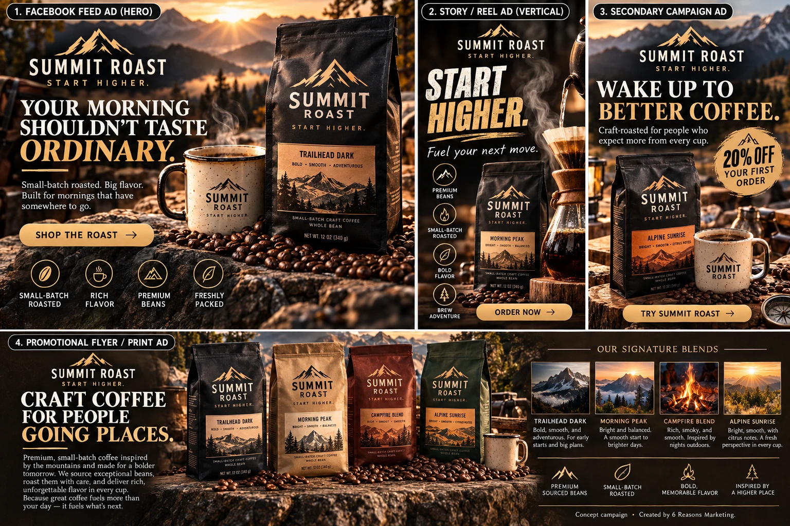 Summit Roast coffee concept campaign